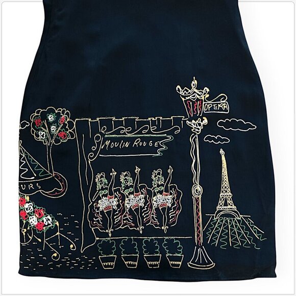 Platinum Dorothy Schoelen Black Moulin Rouge Paris Scene Slip Dress Vintage S - Picture 4 of 5